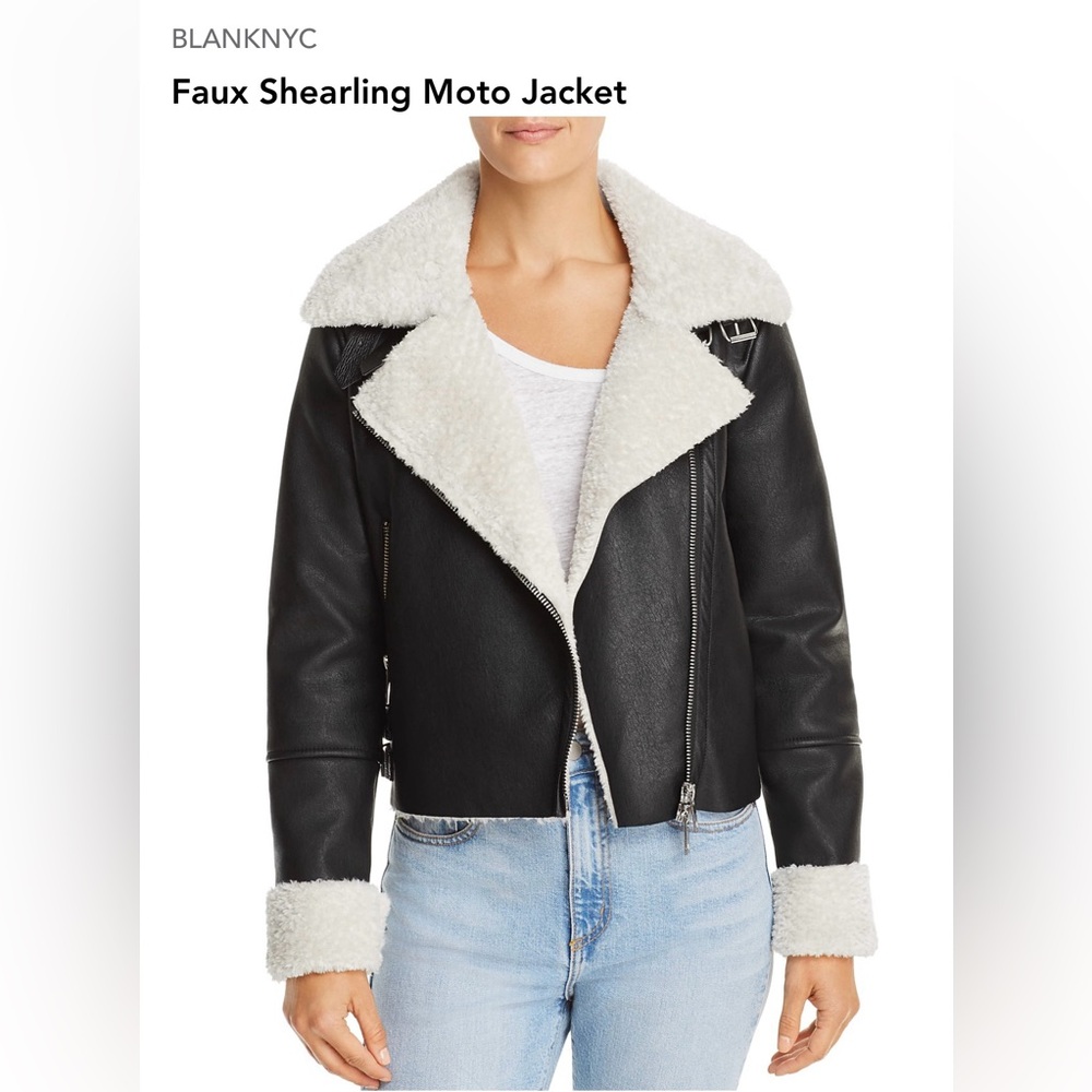 Blank NYC black and cream Faux Shearling Moto jacket